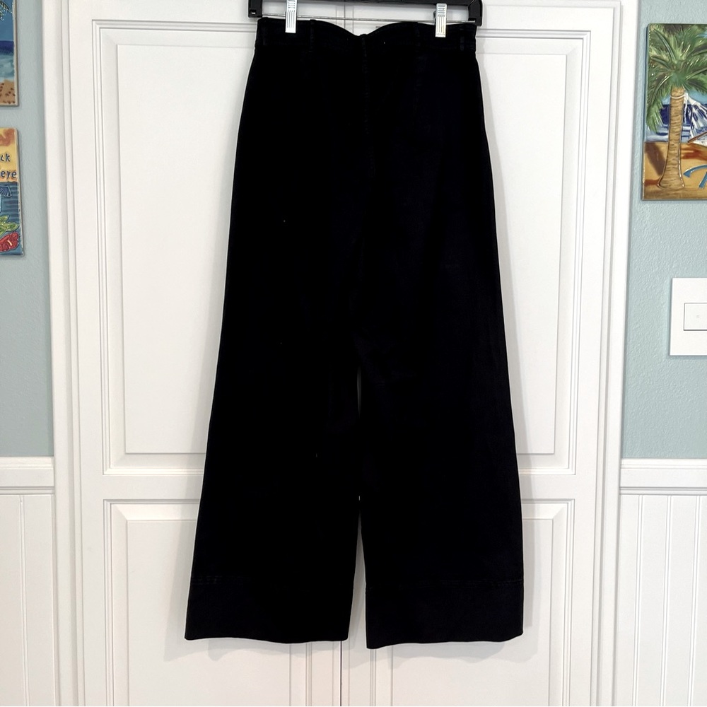 Everlane Black Hi Waisted Wide Leg Cropped Trousers Size 2 - Picture 5 of 11